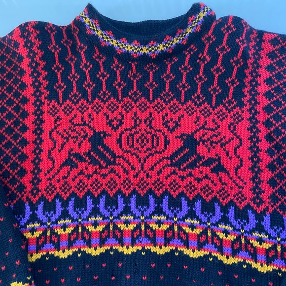 Vintage 90s Dale Of Norway Sweater Womens Small Wool Heavy Knit Nordic Reindeer - Picture 3 of 14